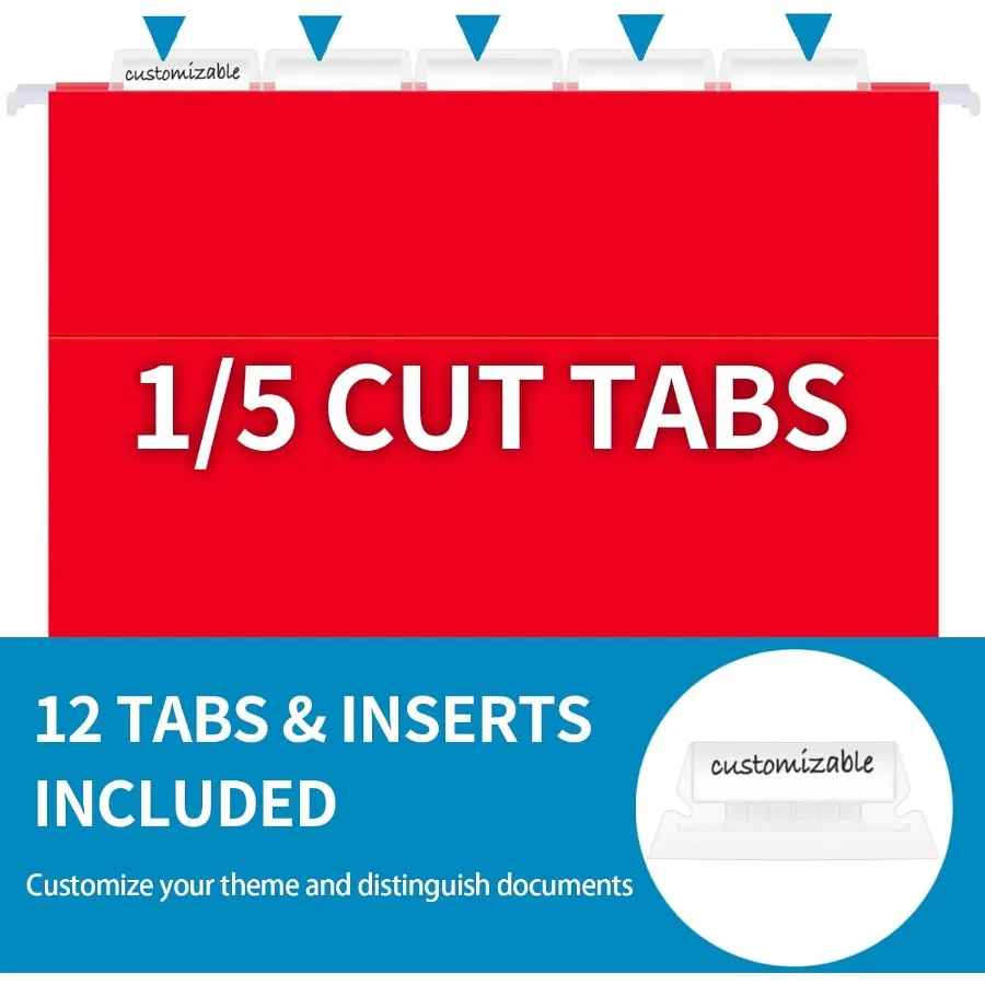 12-pack hangende bestandsmappen Letter-formaat met 1 5 gesneden verstelbare tabbladen 12 geselecteerde kleuren bestandsmap-organizer voor archiefkast