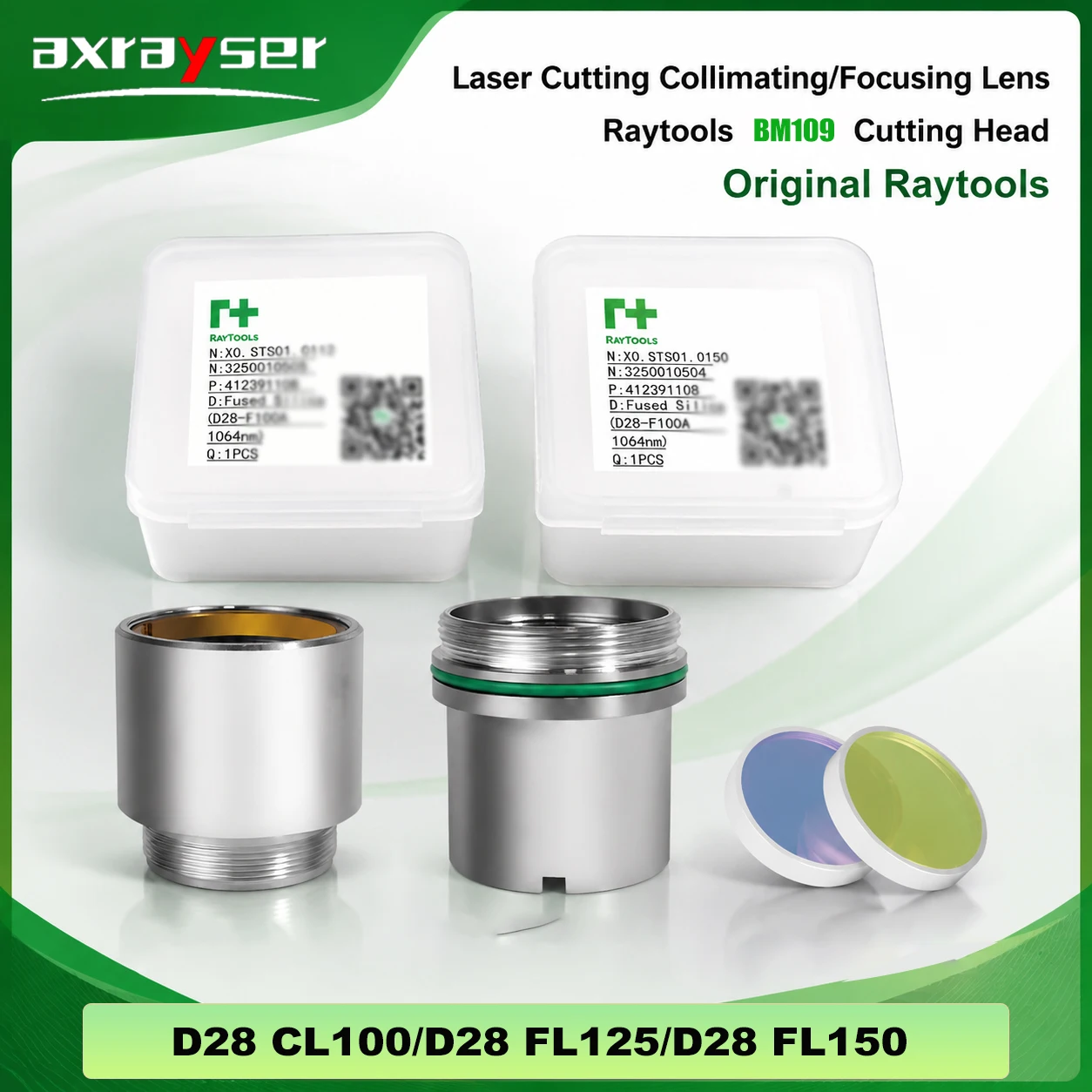 Raytools Original BM109 Collimator Focusing Lens D28 CL100 FL125/150mm 1064nm for Raytools BM109 Fiber Laser Cutting Head