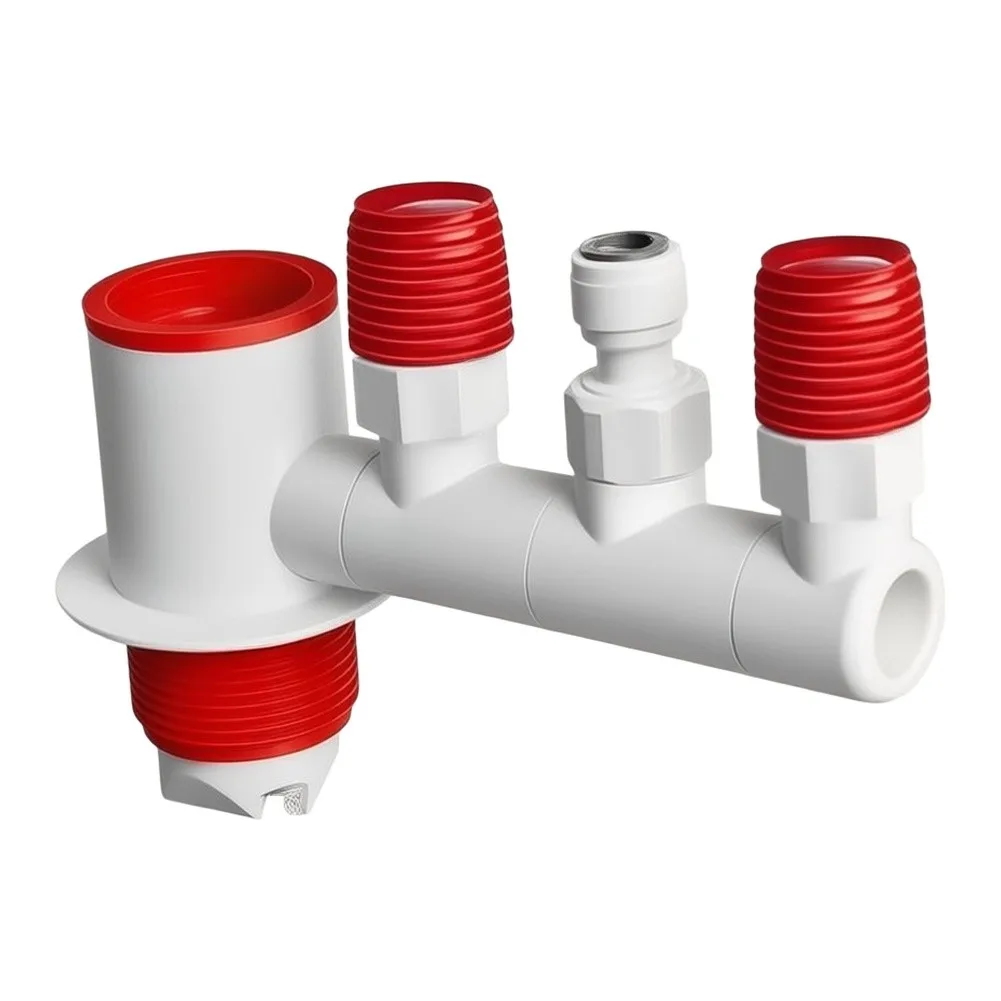 Anti-Odor 4-Port Drain Manifold Connector Compatible with 50mm and 75mm Sewer Pipes for Basin and Laundry Equipment