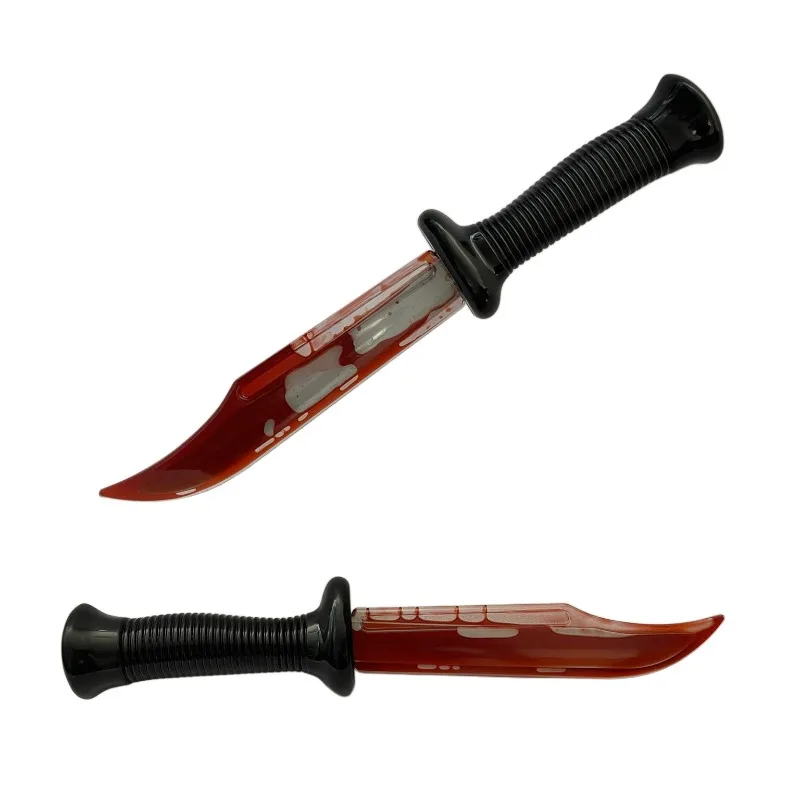 Halloween Simulation Bleeding Knife Zombie Makeup Props Tricked Death Bleeding Knife Flowing Blood Knife Props