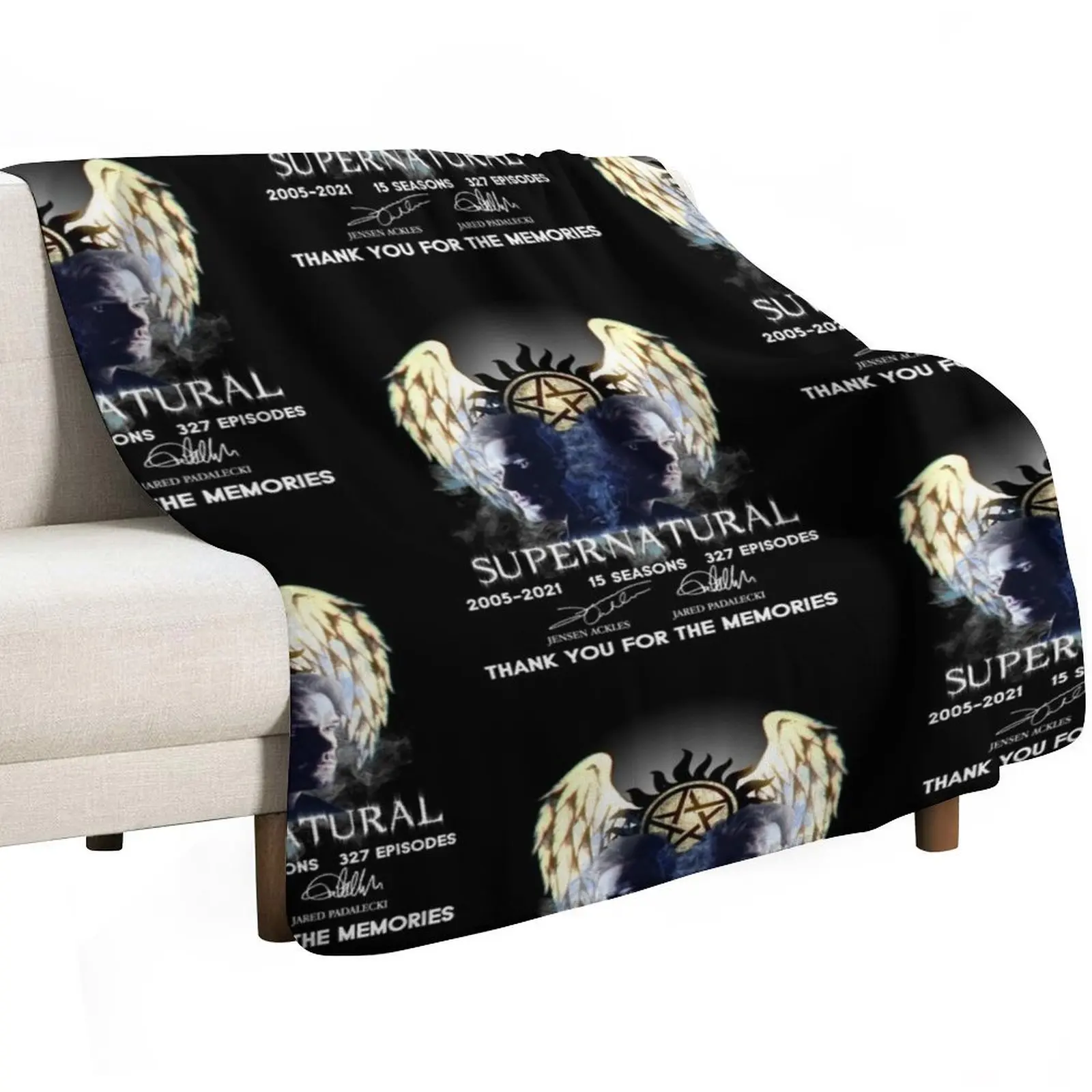 Supernatural Thank You For The Memories , Supernatural Signature Art , Supernatural Winchester Throw Blanket Bed covers Blankets