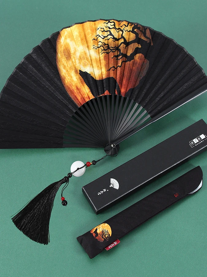 

Portable 8-Inch Ancient Chinese Fan Men's Miniature Stacked Summer Wind Gift Bamboo Bone Handcrafted Retro Style Fan