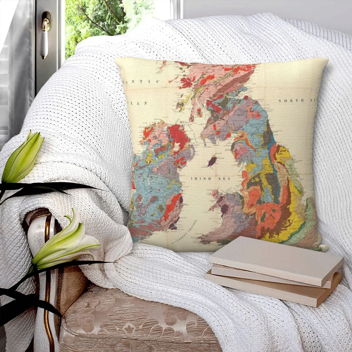 Vintage Geological Map Of The 2 Pillowcase Cushion Bedroom Throw Pillow Cushion Cover Home Decor Accessories Customizable