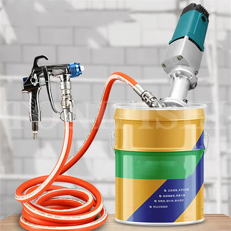 220V Small Real Stone Paint Sprayer All-in-one Machine Exterior Wall High-power Putty Waterproof Fireproof Spray Gun
