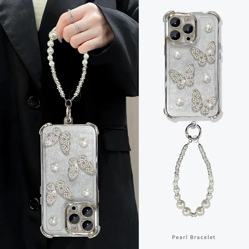 

Для Samsung Galaxy Note 20 Ultra Note 10 Plus Роскошный противоударный чехол для телефона с 3D жемчужной бабочкой