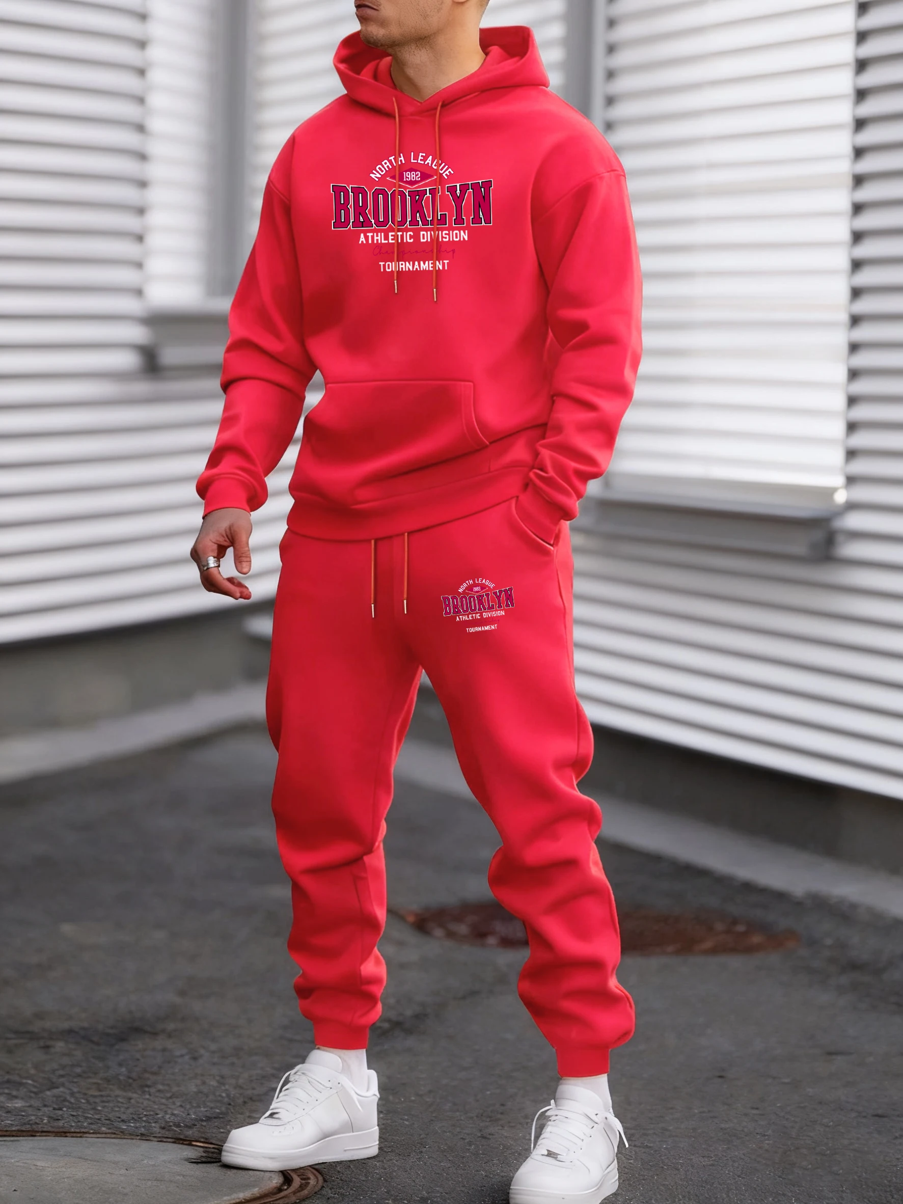 

Usa North League Brooklyn Printed Pullover Men Fleece Fashion Suits Simple All-Match Pants Unisex Casual Vintage Clothing