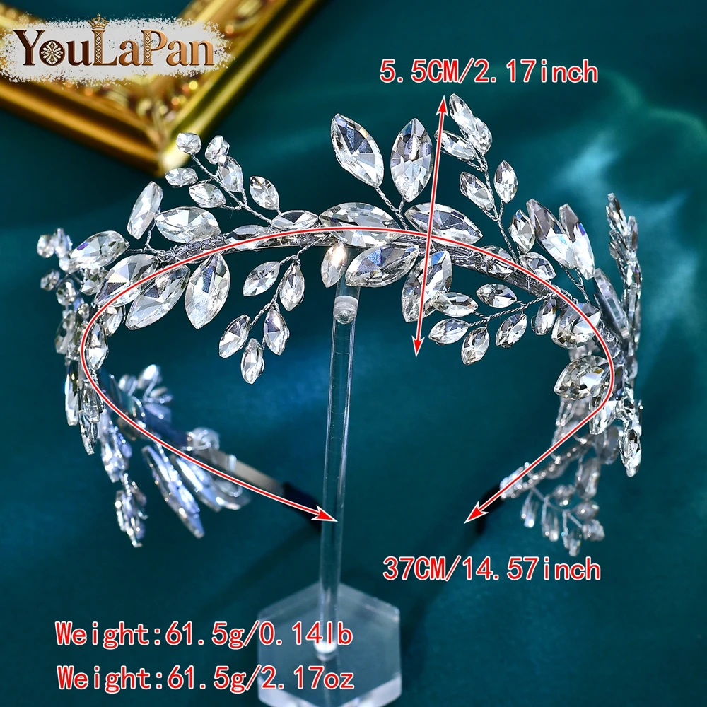 YouLaPan Luxury Bride Head Hoops Silver Color Crystal Headbands Wedding Party Headpieces Handmade Boho Hair Accessories HP1001