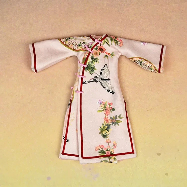 1/6 Maßstab, weibliches Cheongsam-Set im antiken Stil, klassisch, schmal geschnitten, bedruckt, Qing-Dynastie, passend für 12-Zoll-Soldaten-Actionfiguren-Körpermodelle – Detail 13