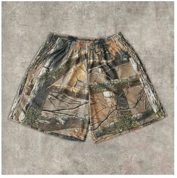 2024 Summer Women Casual Athletic Camouflage Print Shorts Elastic Waist Comfort Loose Jogging Pants Cotton  Gym  Pant