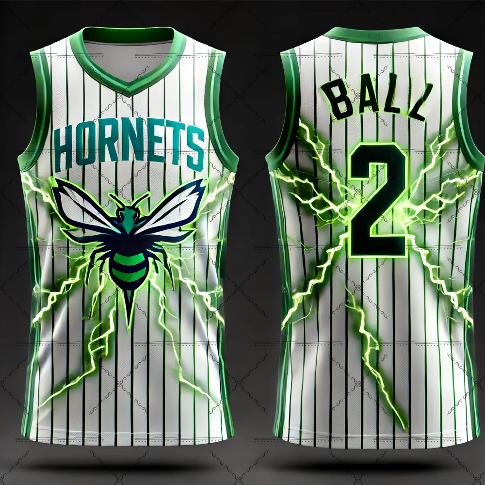 Maillot de basket Charlotte saison 25 chatGPT Smart Hornets # 2 gilet en jersey, vêtements d'entraînement de basket-ball, gilet pour adultes/enfants