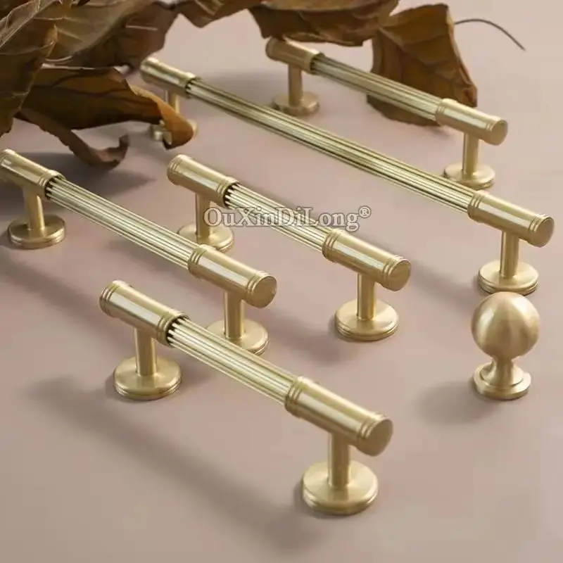 High-end European 10PCS Solid Brass Furniture Pulls Handles Drawer Knobs Cupboard Wardrobe Dresser Closet TV Cabinet Pulls Pens