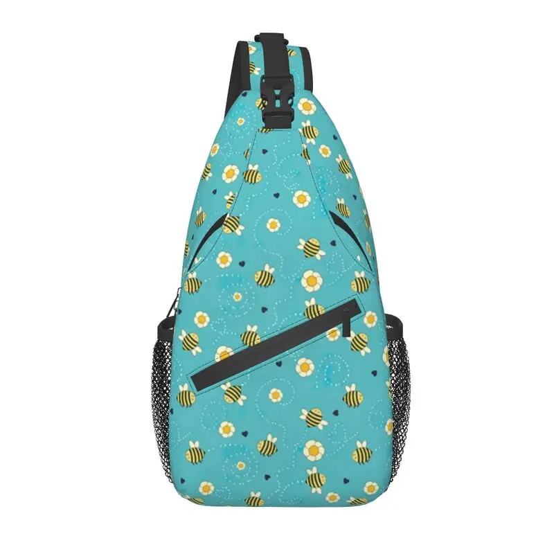 

Fashion Sunflower Pattern With Cute Bees Sling Bags for Travel Hiking Floral Flower Chest Crossbody Backpack Shoulder Daypack