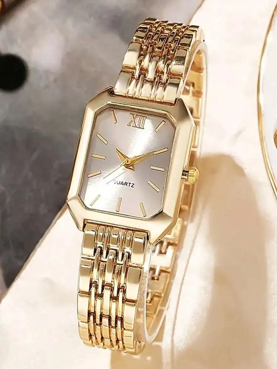 

Elegant Womens Quartz Watch With Alloy Band Square Dial Roman Numeral
