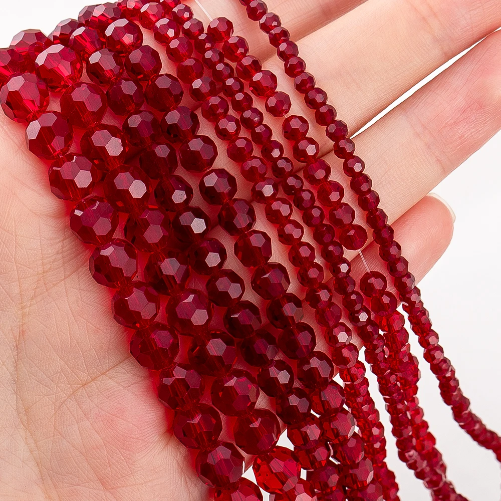 

1strand/lot Pomegranate Red Faceted Crystal Beads Abacus Glass Beads Loose Beads For Jewelry Making DIY Necklace Bracelet Crafts
