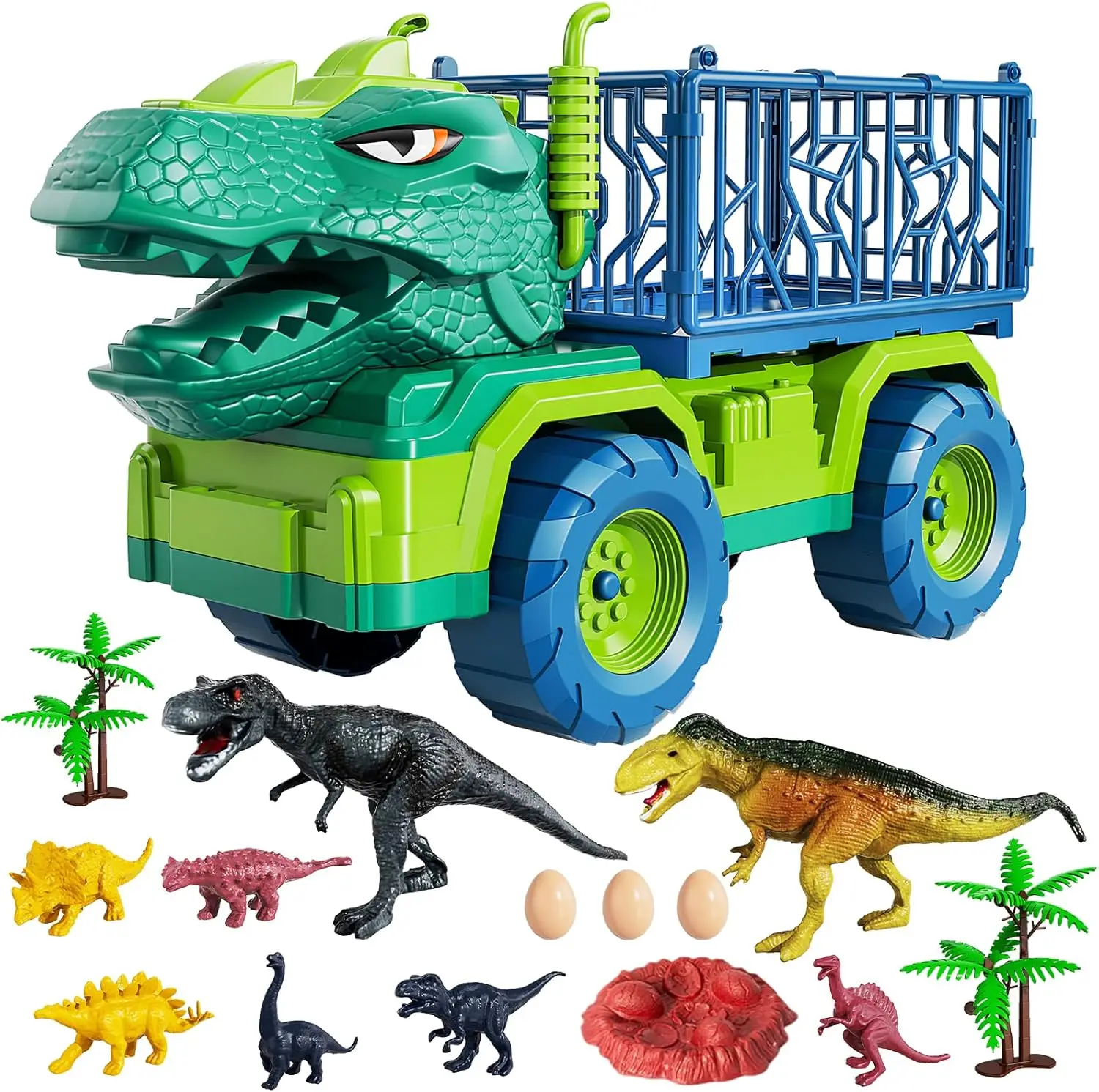 

3+ Kids Dinosaur Truck Toy With Prehistoric Animal Figures,STEM Learning Car Carrier for Boys And Girls