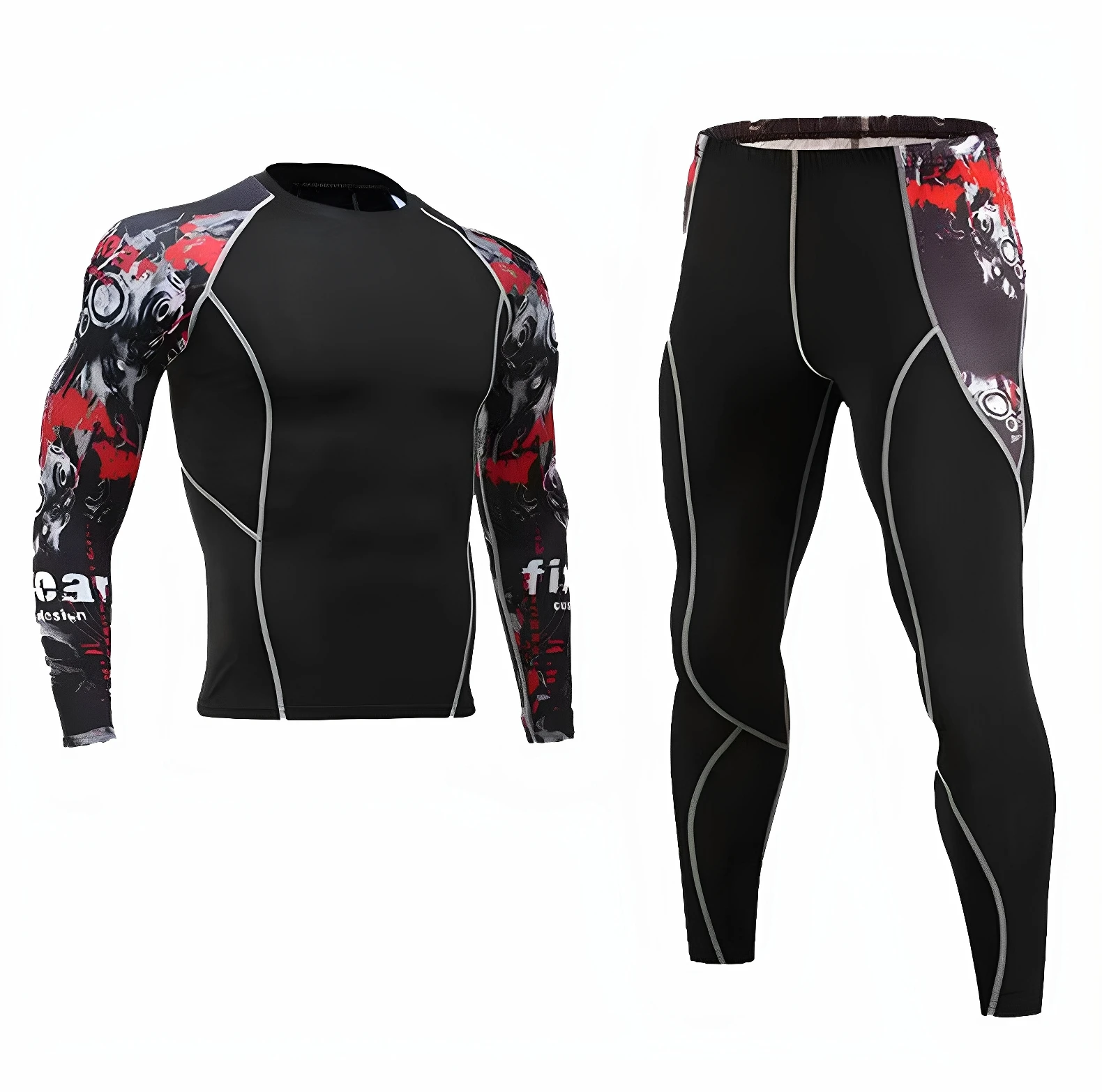 GPCROSS Men Motorcycle Underwears Suits Sport Quick drying Perspiration Fitness Base Layers Tight Tops&Pants Sportswear Underwea