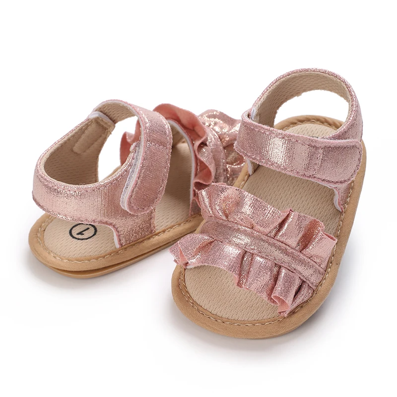 Fashion 0-18M Newborn Baby Girl Sandals Cute Summer Rubber Sole Princess Shoes Baby Anti slip First Step Walking Shoes