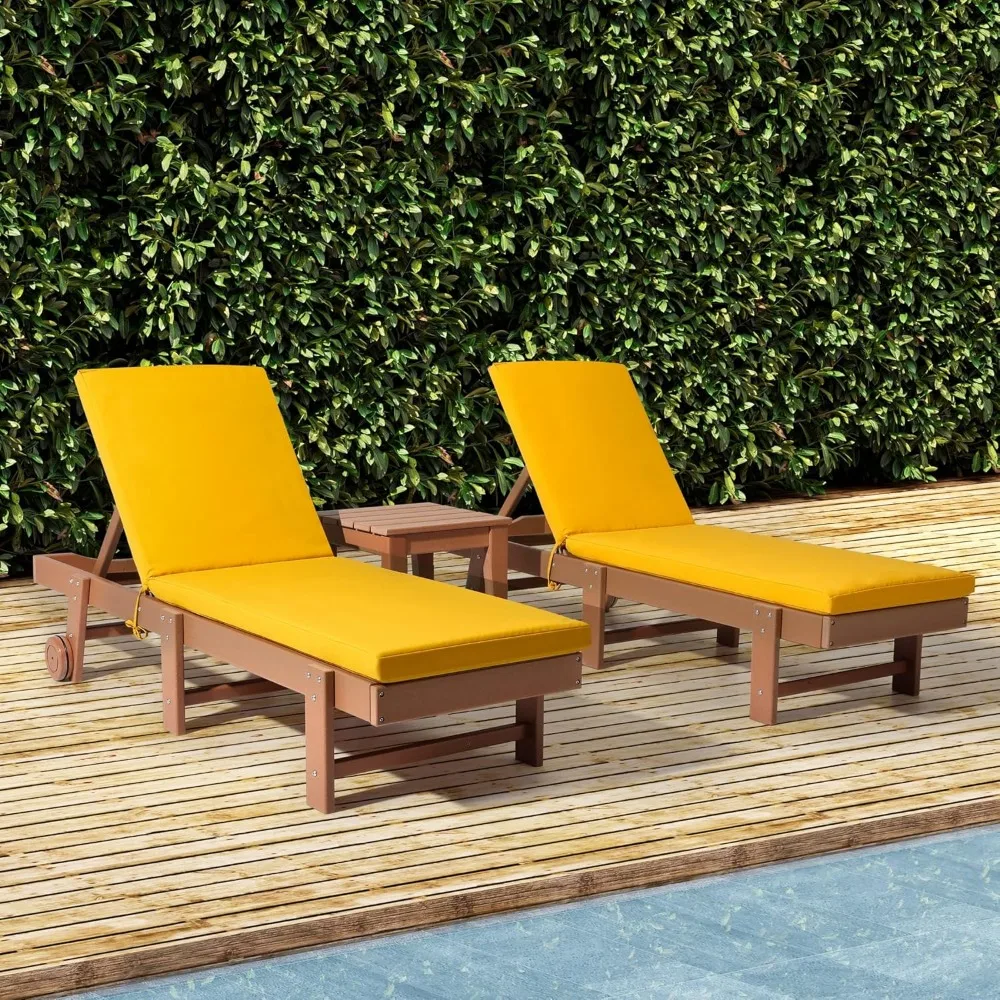 طقم وسائد كراسي استرخاء خارجية مكونة من قطعتين، 74 × 22.5، أصفر، تصميم مريح للاسترخاء