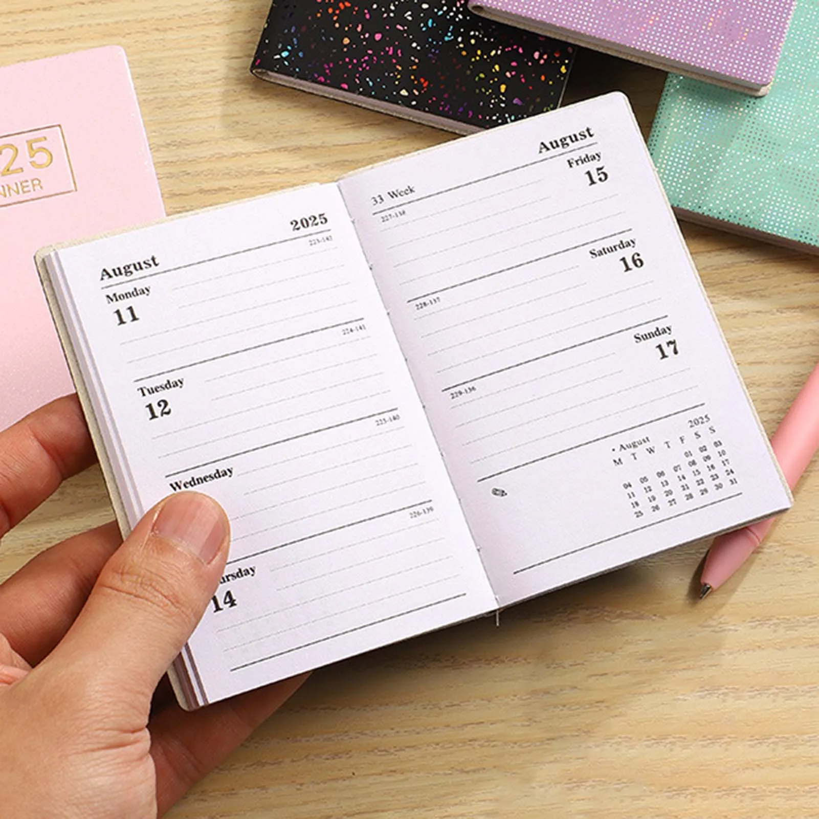 A7 2025 Mini Notebook with Calendar Portable Pocket Notepad Diary Planner Memo Pads for Office School Stationery Accessories