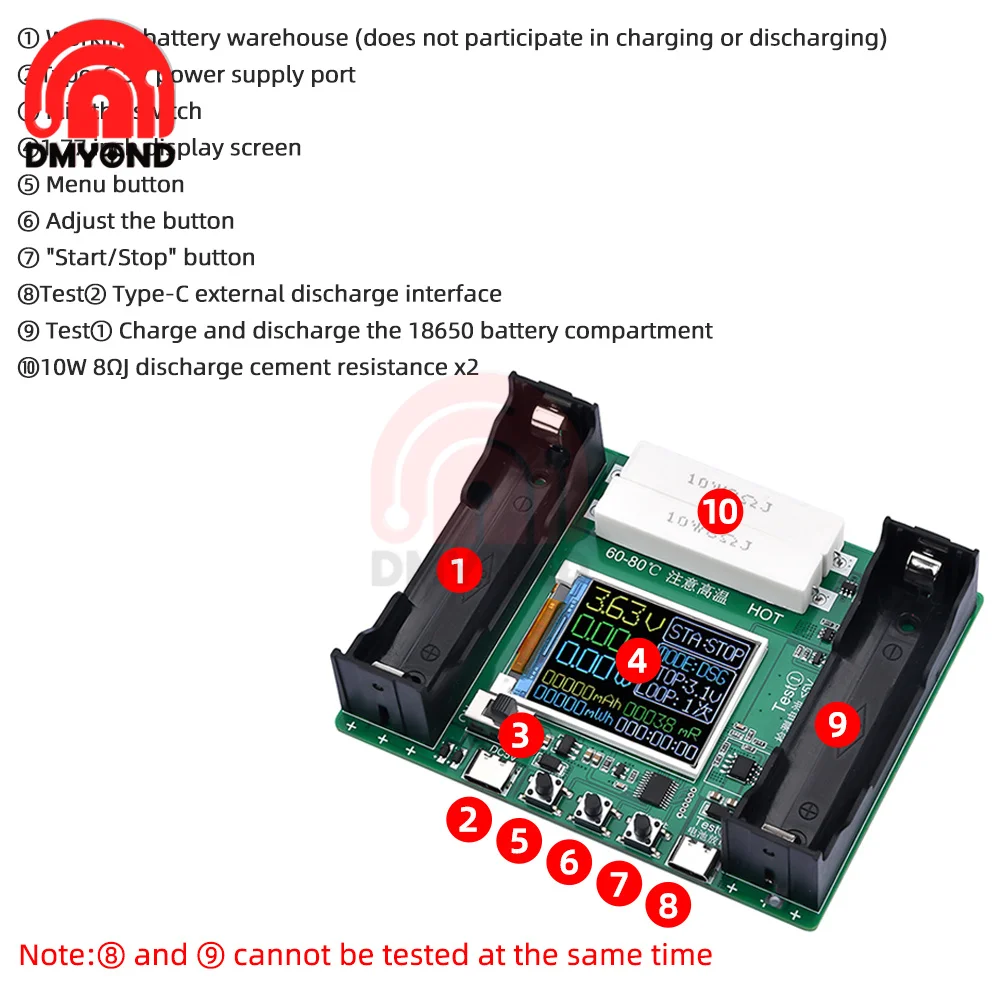 18650 Batterijcapaciteit Interne Weerstandstester Automatisch Opladen En Ontladen Module Interne Weerstandstester Type-C