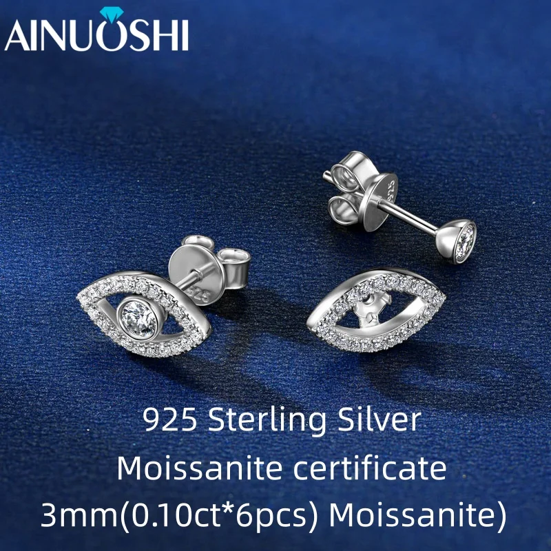 

AINUOSHI New D0.20CT Eye of Wisdom Full Moissanite Sparkling Earrings S925 Sterling Silver Female Luxury Christmas Jewelry Gifts