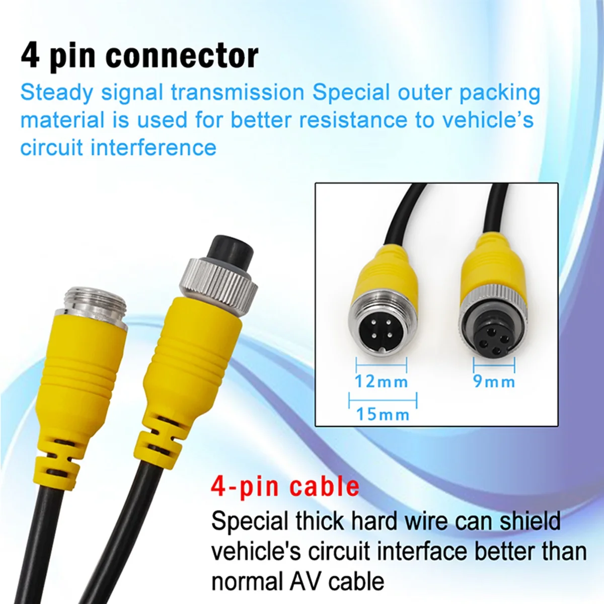 4 Pin Car Video DVR Cable Reversing Aviation Head Car Camera Video Cable Extension Cable Wire for Car Truck