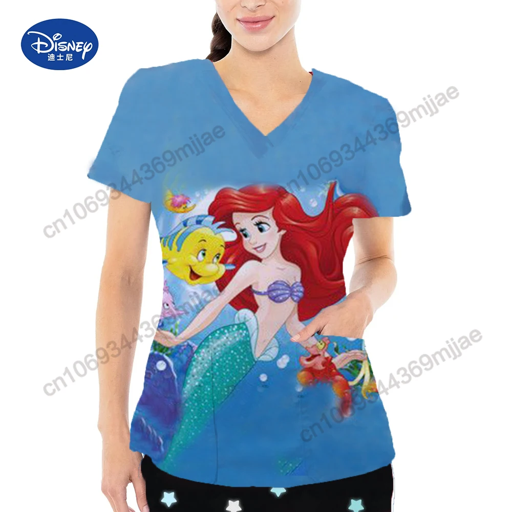 

V-neck Women's Clothing Summer 2023 Novelties Disney Y 2k Top Pocket Korean Fashion Woman Blouse 2023 One Pieces Tshirt Tops Y2k