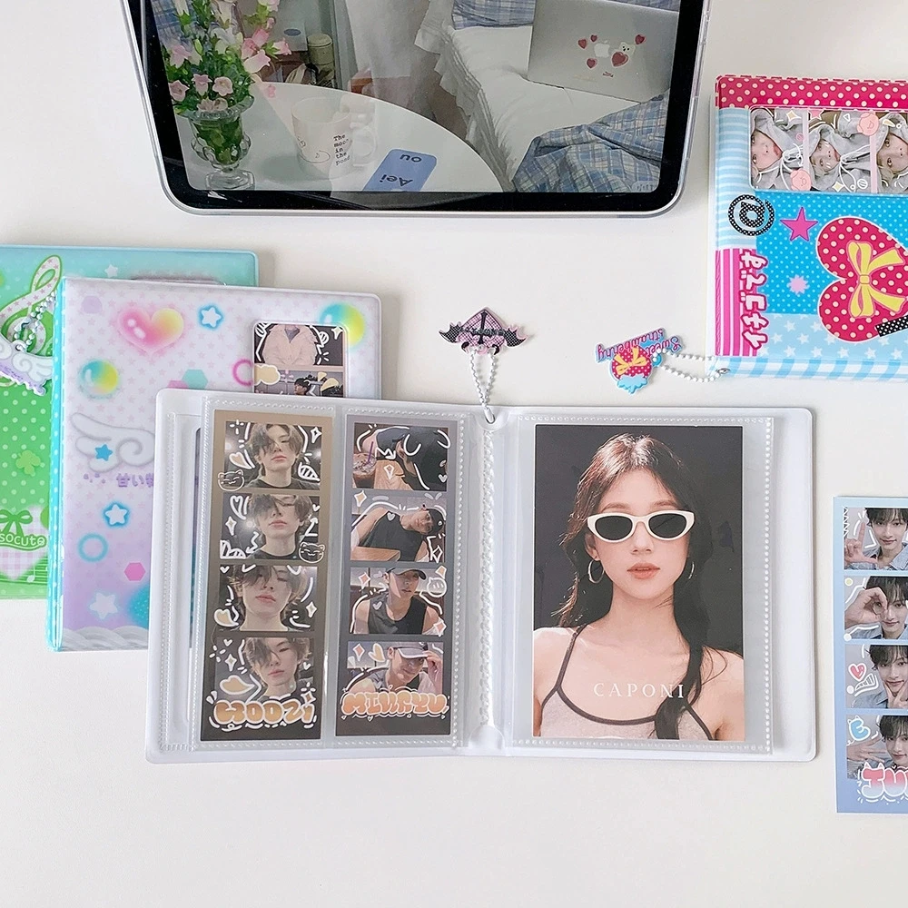 Cartoon Bowknot Star Heart Photo Booth Album For 40 Pcs 2x6 Inch Photo Strips Bookmark 20 Pcs 4x6 4R Photo Holder 40 Pages
