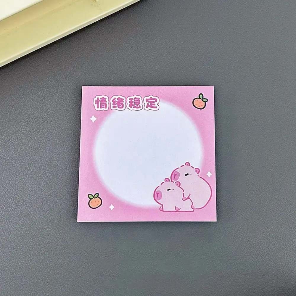50 Sheets/Pack Cute Pink Capybara Sticky Note Book Ins Cartoon Non-sticky Message Paper Portable Removable Capybara Memo Pad