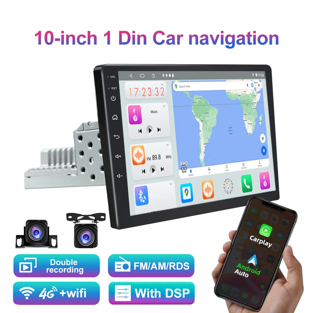 

Universal 7/10.1inch Car Stereo Radio Single 1DIN Android 13 GPS Wifi Wireless Carplay/auto DSP Touch Screen