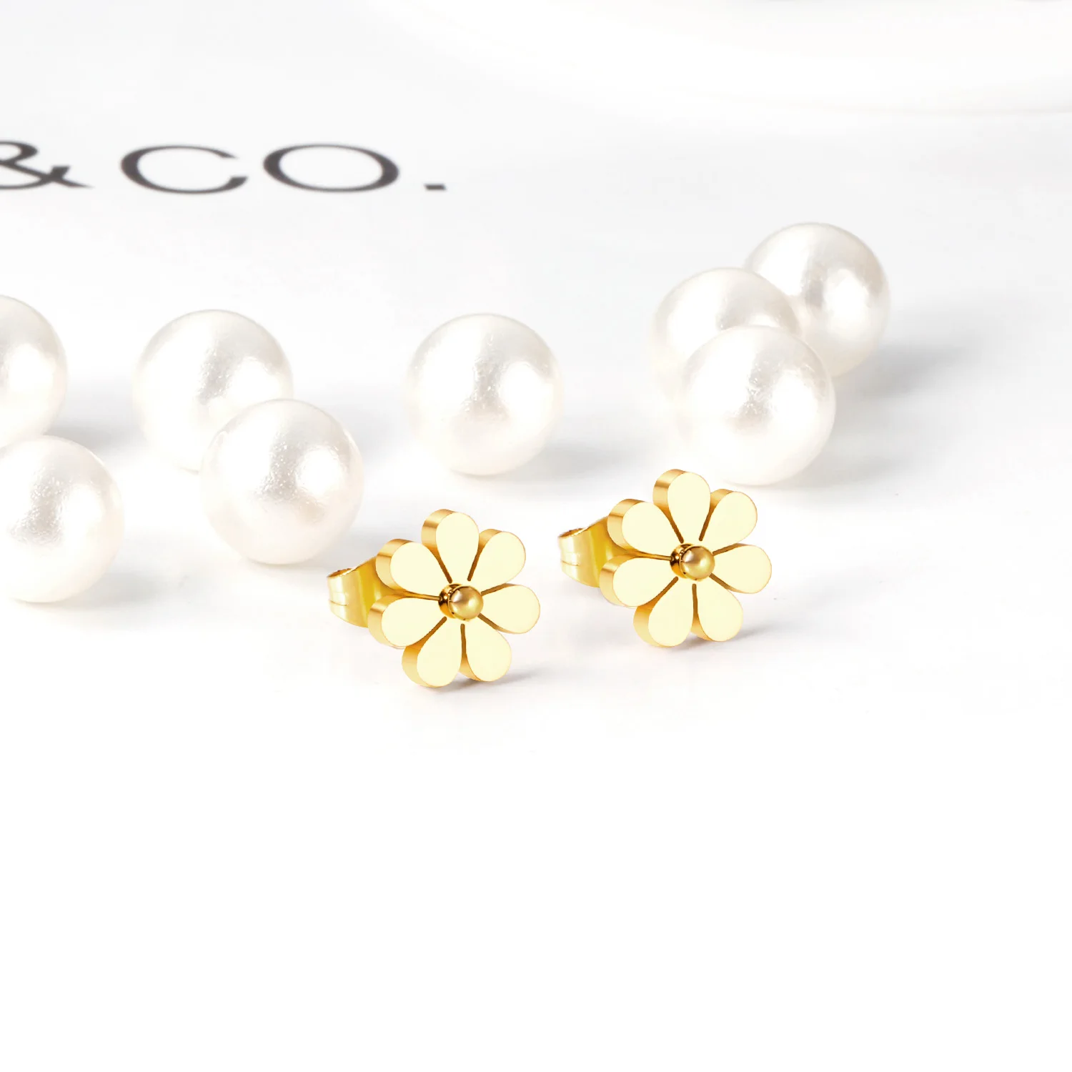 LUXUSTEEL Golden Butterfly Geometric Women\'s Hoop Earrings Daisy Stainless Steel Earring Cubic Zirconia Party Jewelry Gifts