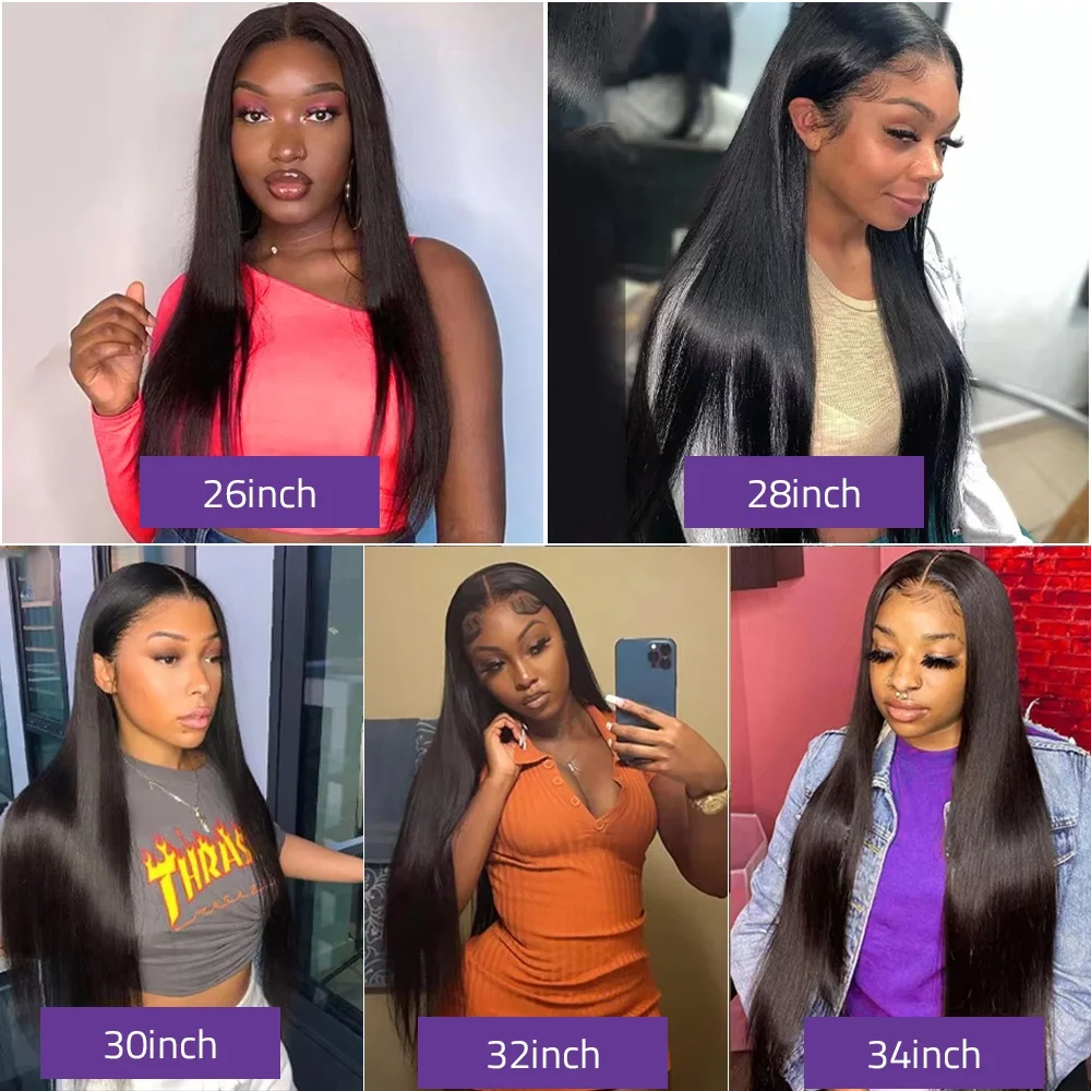 5x5 Glueless Wig 34 Inch 250 Density Bone Straight 13x6 13x4 HD Transparent Lace Frontal Wig Brazilian For Women image 3
