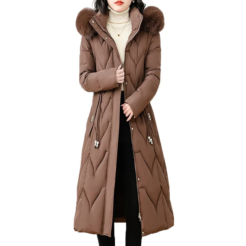 

New Women Parkas Korean Removable Long-sleeved Loose Hooded Fashion Thick Winter Coat Long Cotton-padded Jacket Female Outerwear