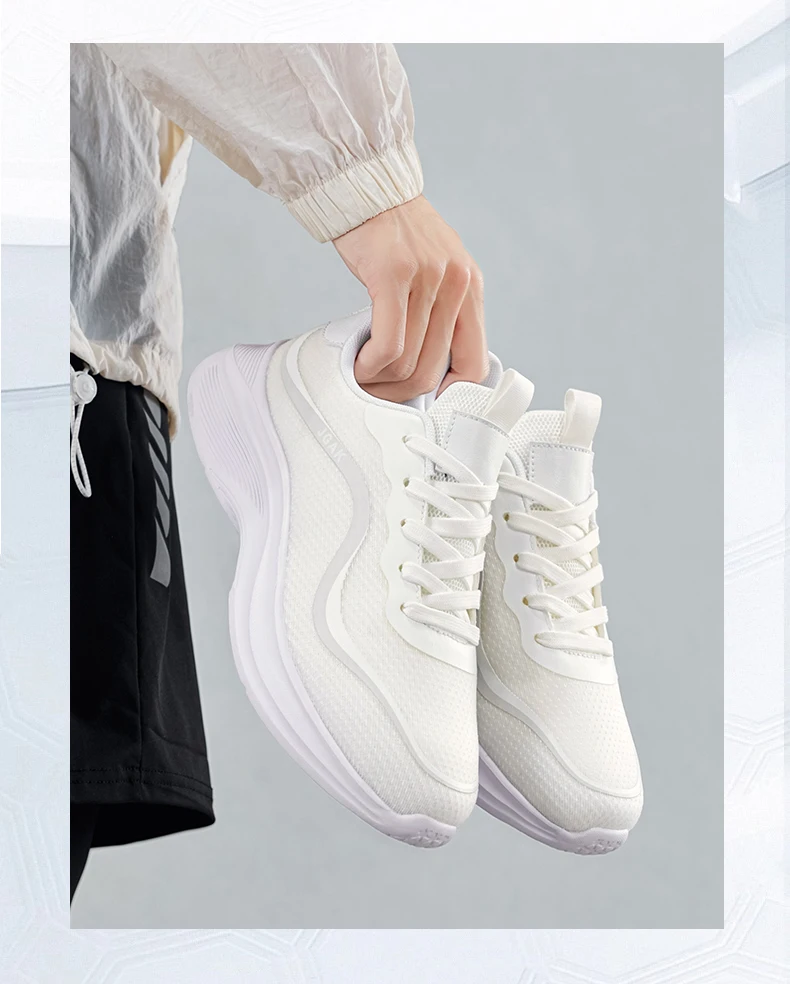 Große Herren-Sneaker in Weiß, leichte, atmungsaktive, lässige Sportschuhe, modische, flache, weiche Sohle, Walking-Trainer, Übergröße 39–48 – Detail 12
