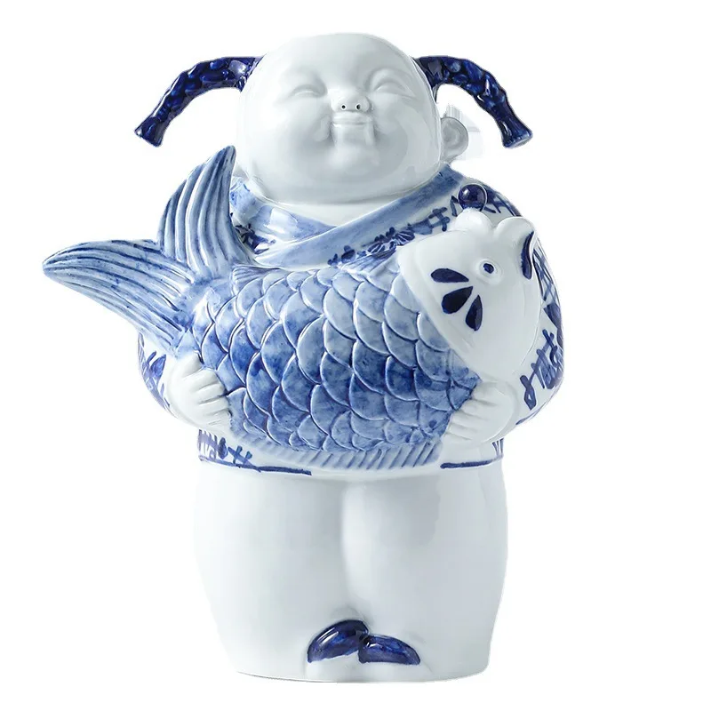 Ceramic figure ornament Chinese style handicraft Chinese art ceramic doll Zen home decoration living room decoration