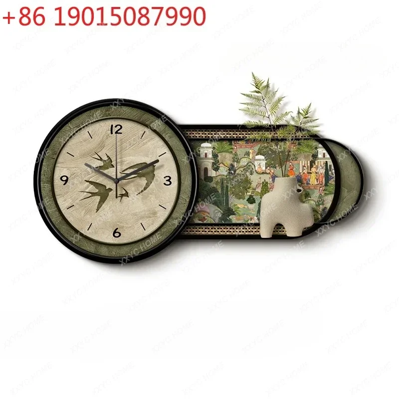 

Средневековый ресторан с часами, украшением, живопись, трехмерный песчаник, настенные часы для гостиной, фреска