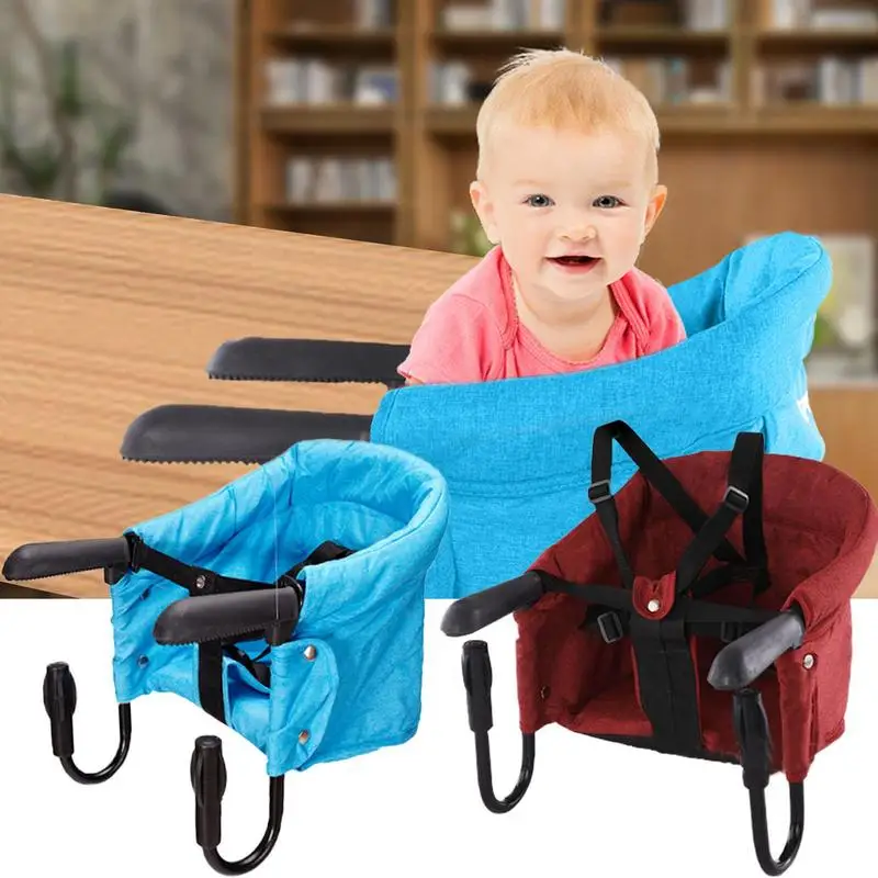 Foldable Baby Highchair Fixing Clip On Table Portable Chair Booster Safety Belt Dinning Hook-on Chair Harness Baby Accessories