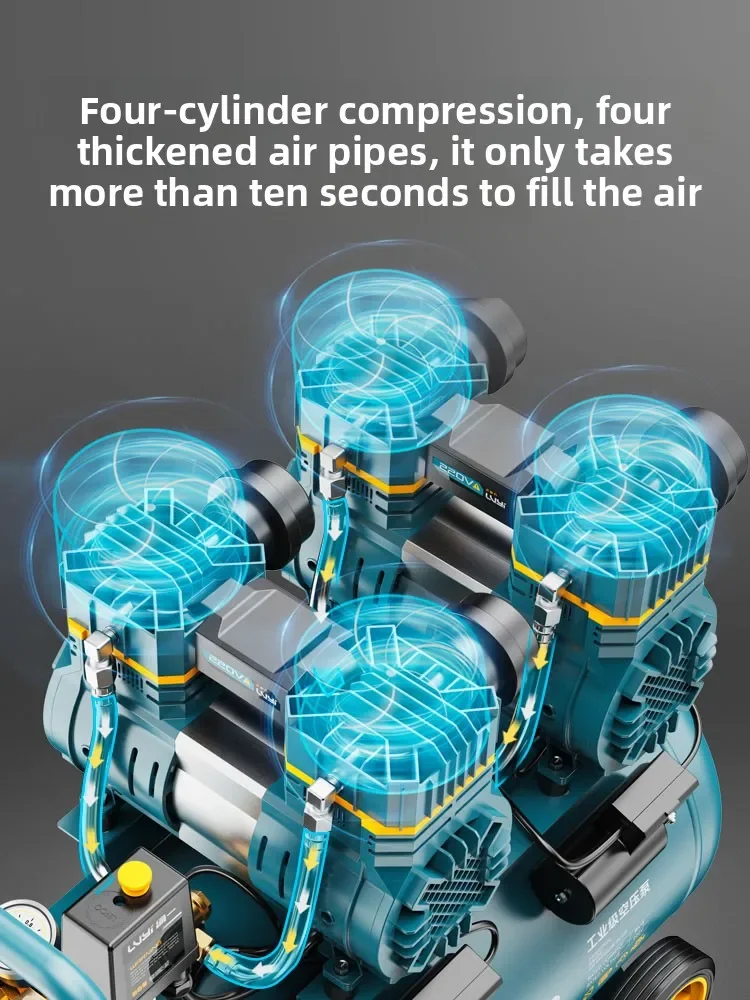 220V Industrial Oil-Free Silent Air Compressor Portable Woodworking High Pressure Inflator Pump