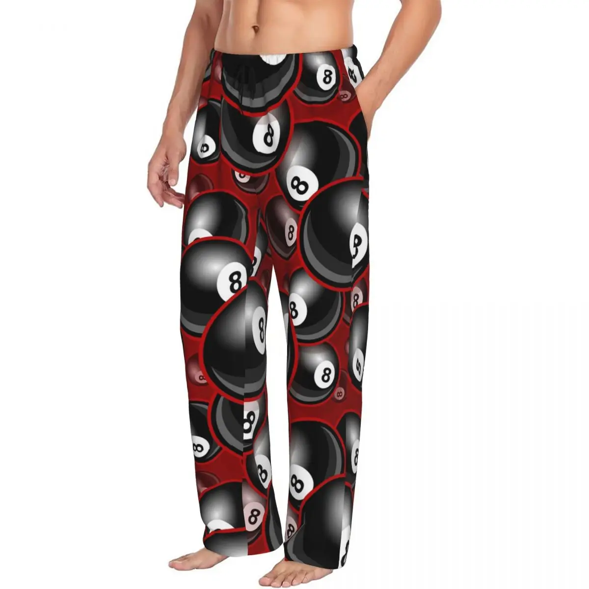Custom Billiards Black 8 Ball 8-Ball Pocket Pool Men Pajama Pants Lounge Sleep Sleepwear Bottoms with Pockets