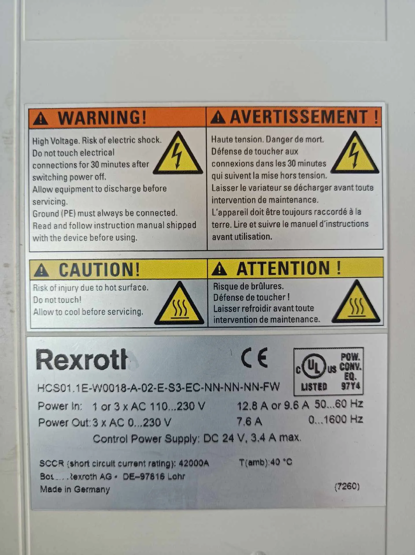 HCS01.1E-W0018-A-03-B-ET-EC-PB-NN-NN-FW Сервопривод для Rexroth