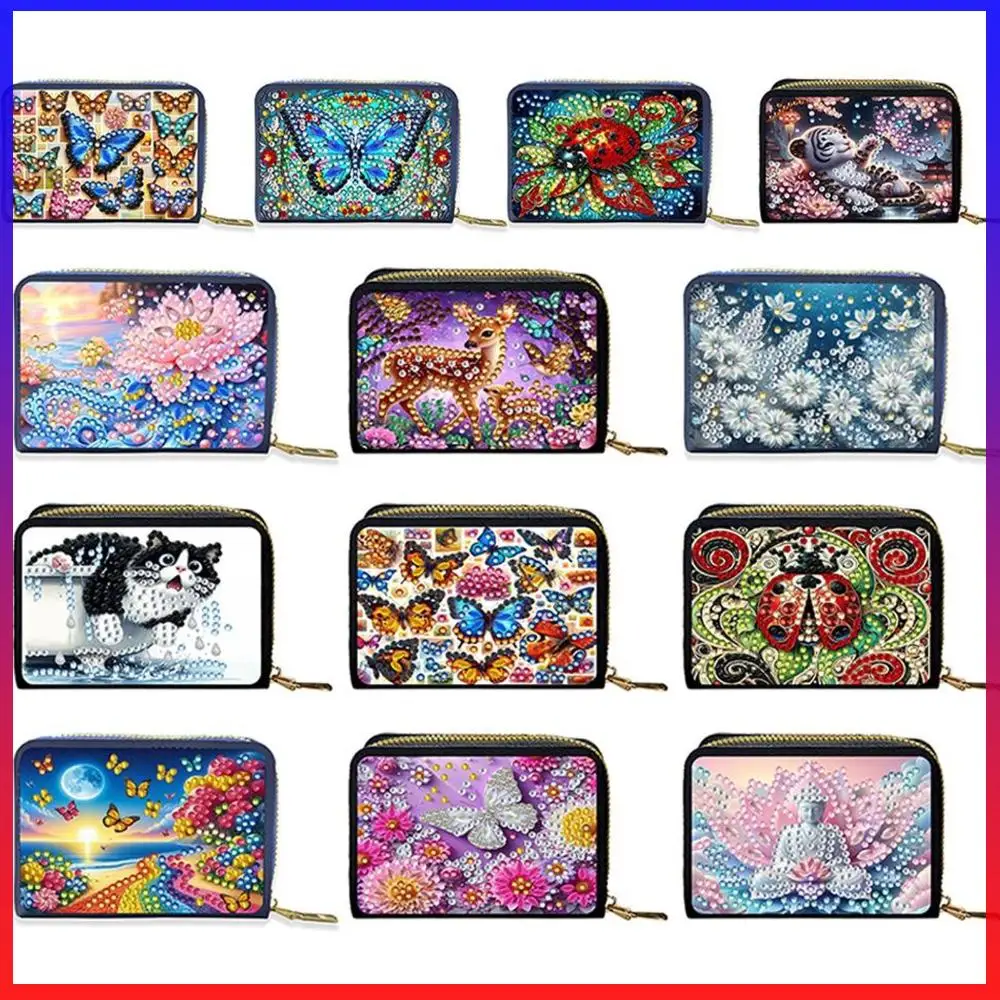 Diamond Painting Card Holder Coin Purse with Zipper Diamond Art Wallet Pouch Gifts for Women
