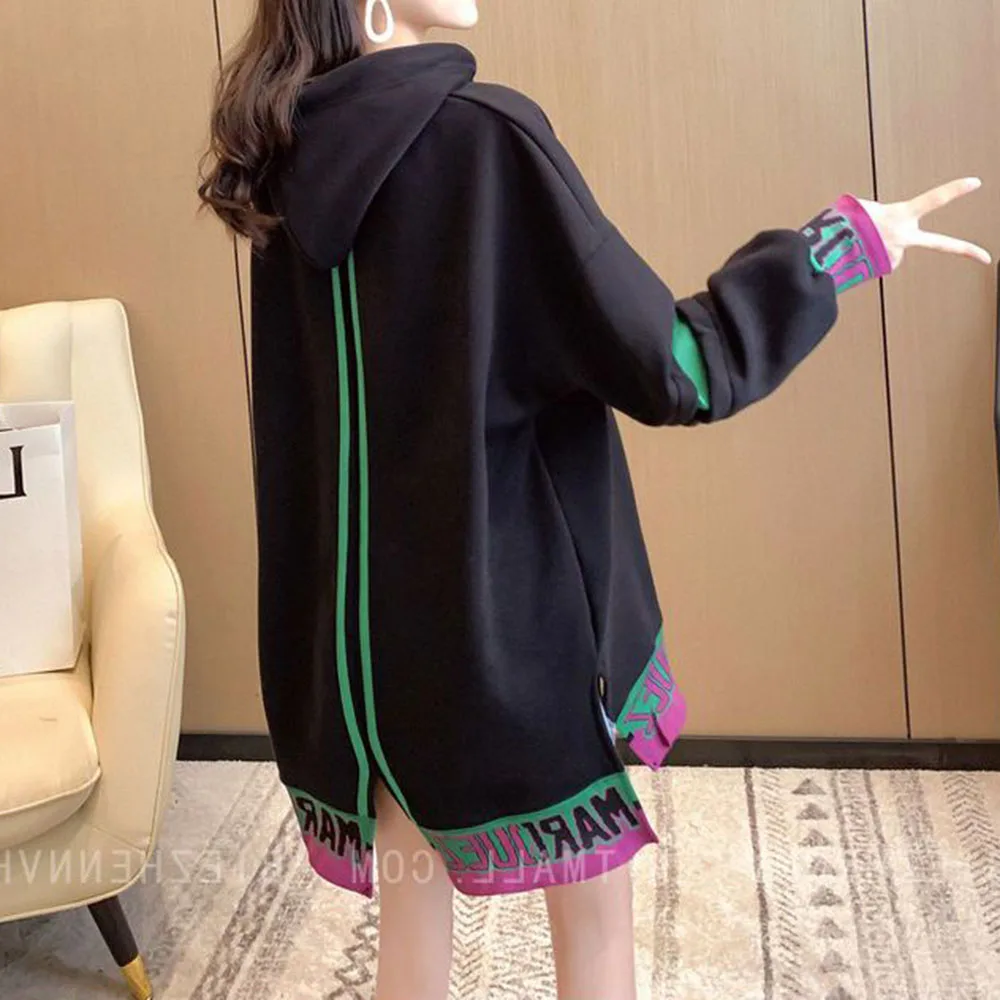 2024 New Fleece Fashion Hooded Sweater Female Explosions Loose Korean Version Of Autumn And Winter  Women's Coat Tide.