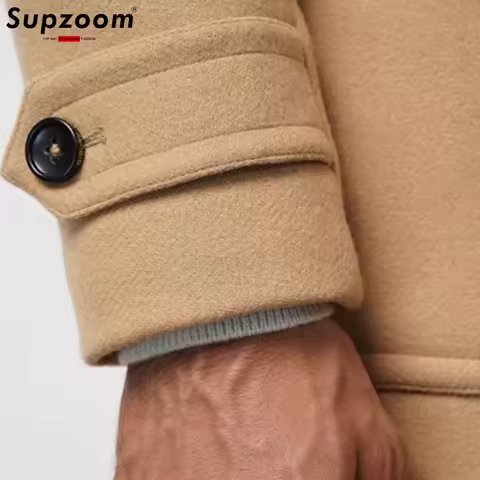 Supzoom 2025 New Arrival Male Popular Clothes Autumn And Winter Thick Casual England Double Breasted Retro Woolen Coat Men