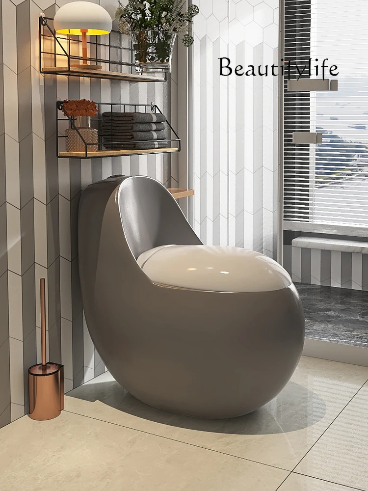 

Gray toilet siphon type, household, personalized and creative, light luxury and high-end color toilet