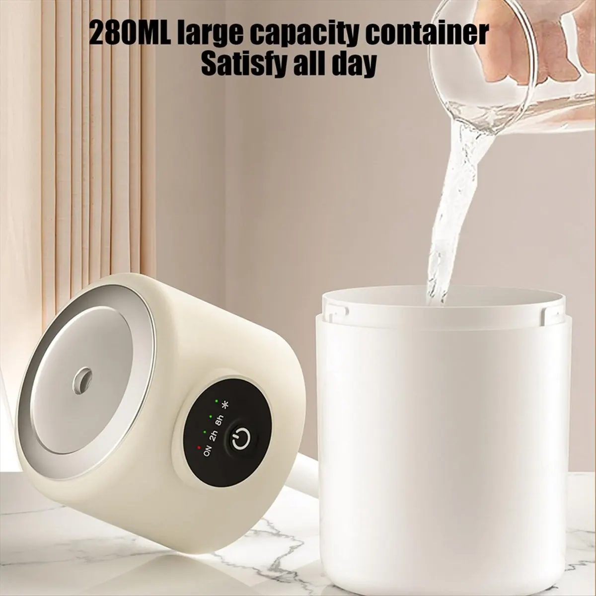 Smart Home Large Capacity Atomizer USB Silent Night Light Small Air Purifying Humidifier,Creamy-White-A10G
