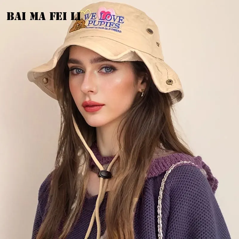 Unisex Summer Outdoor Large Brim Sunshade Hat Climbing Cap Denim Style Couple Fisherman Hat Breathable Casual Accessory