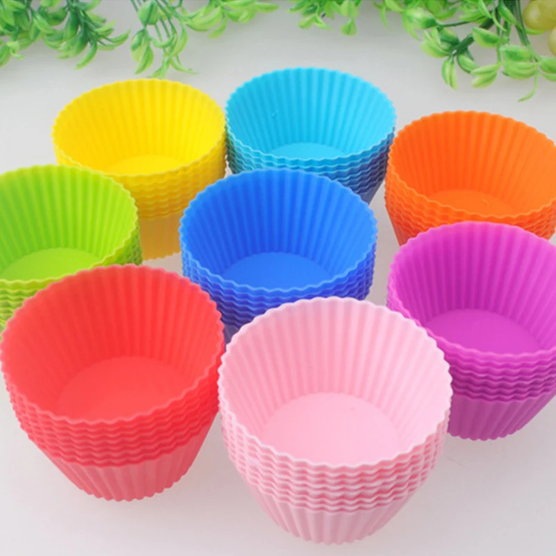 4PC Round Silicone Muffin Cup For Kitchen DIY Baking Cake Mould Muffin Cupcake Mold Cake Decorating Tool Cook Bakeware Maker