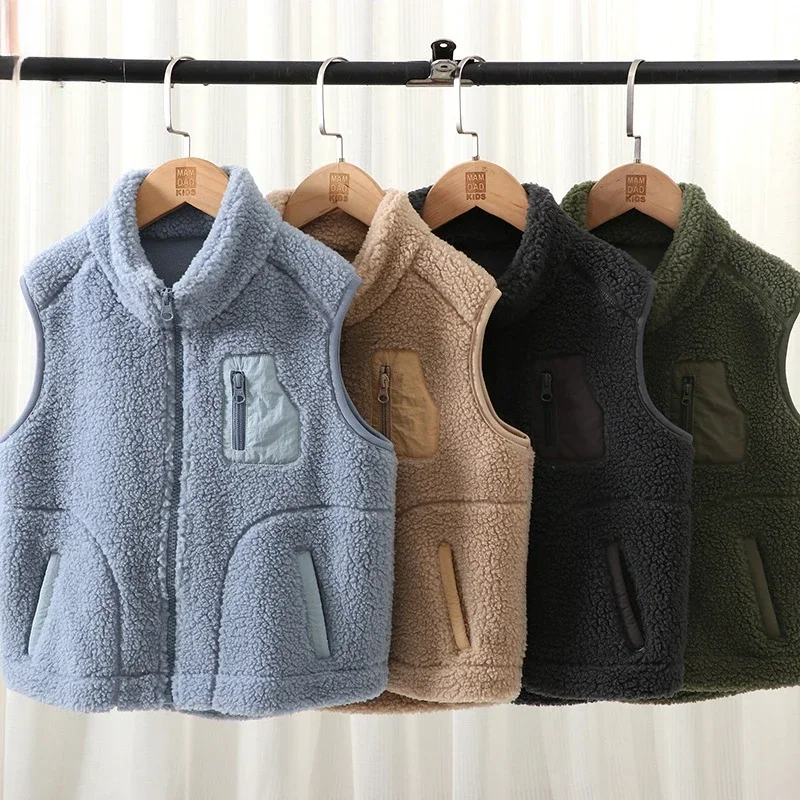 

Жилеты, топы, повседневная универсальная школьная верхняя одежда для детей 4-18 лет, детские плюшевые жилеты, зимние флисовые толстые теплые жилеты для подростков