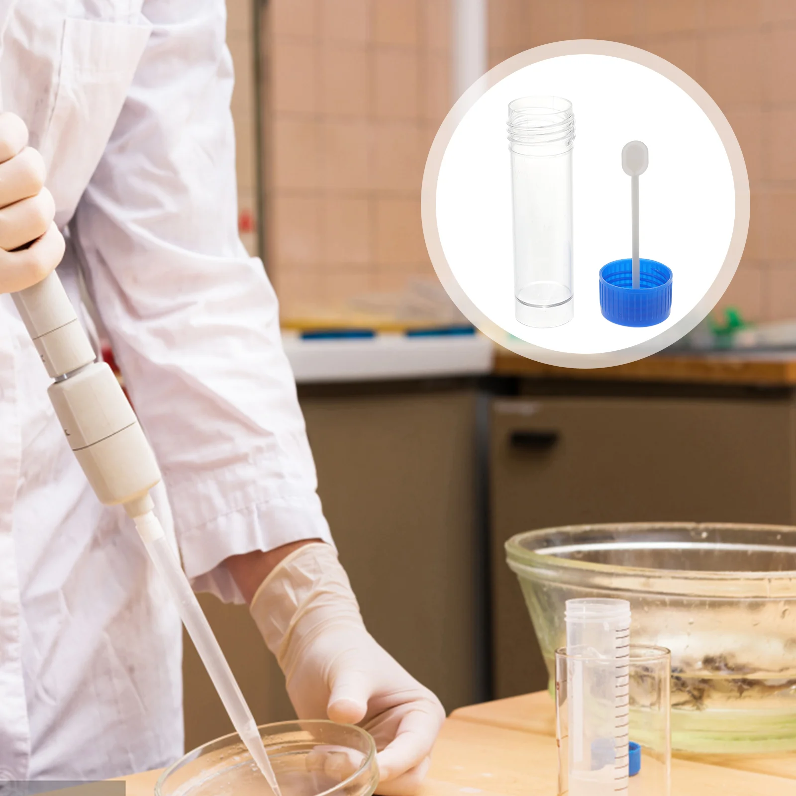 10 PCS Stool Container Sample Cups Collection Test Specimen Medical Man Labels for Jars