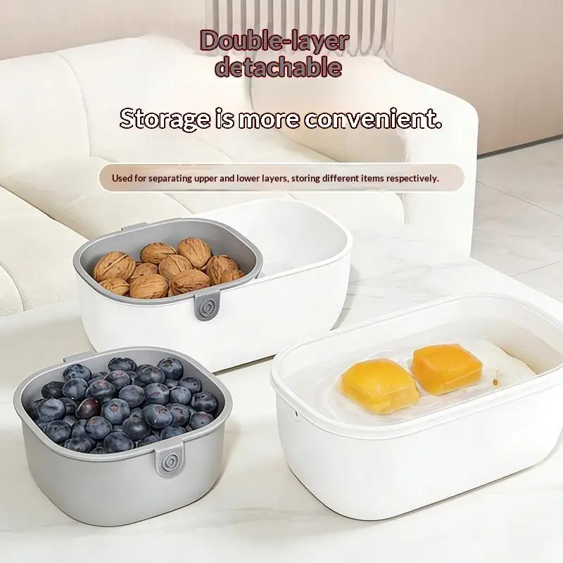 Double Layer Drain Basket Snacks Dried Fruit Box: 1PC Thickened Household Plate Kitchen Tray